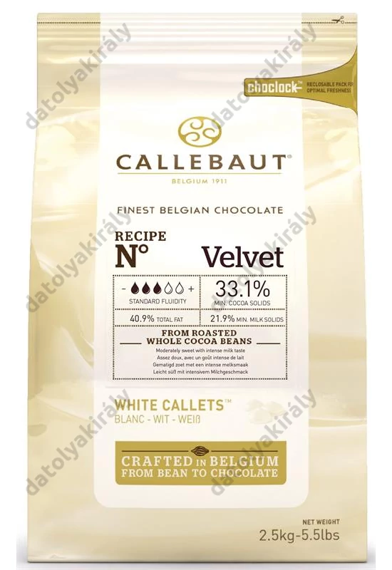 CALLEBAUT FEHÉRCSOKOLÁDÉ 34% VELVET 2,5 KG